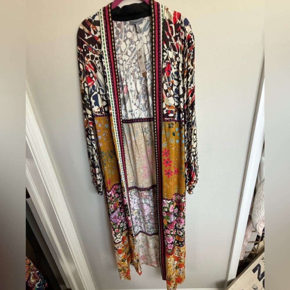 NWT Anthropologie Conditions Apply Retro Floral Tiered Kimono Robe Cover Up $140 - Picture 8 of 14